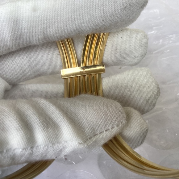 Rare Vintage Gucci Solid 18k Gold Diamond Bangles Bracelet Preowned Condition - Picture 13 of 16